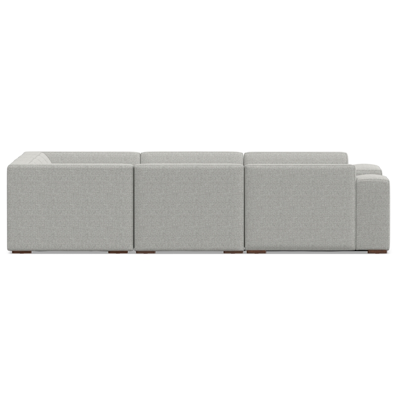 Pemberly Row U-Shaped Modular Sectional Sofa in Pale Grey Fabric
