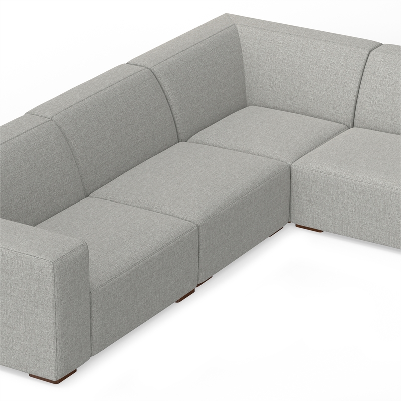Pemberly Row U-Shaped Modular Sectional Sofa in Pale Grey Fabric