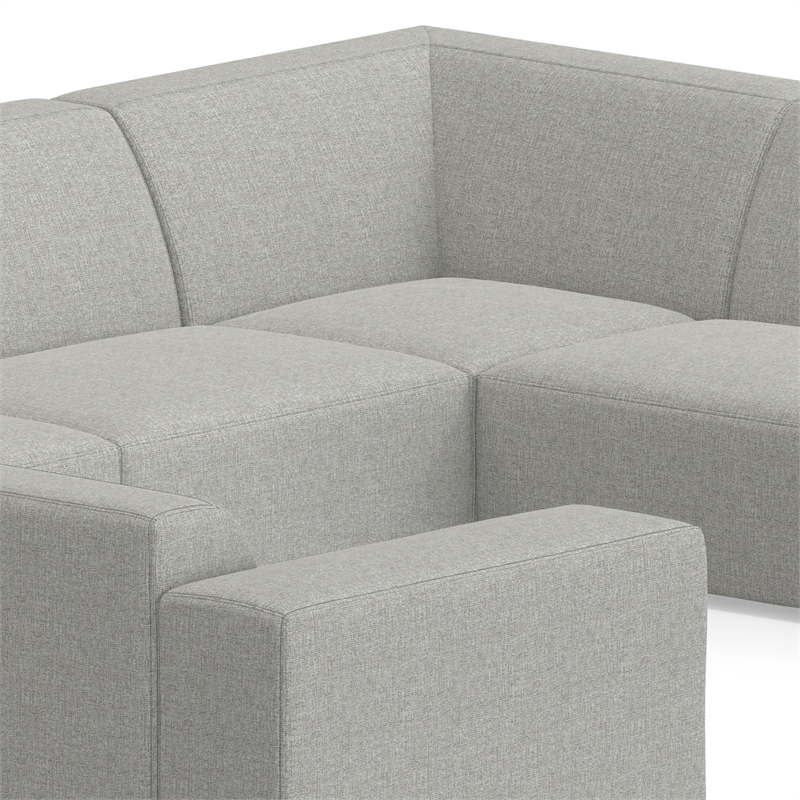 Pemberly Row U-Shaped Modular Sectional Sofa in Pale Grey Fabric
