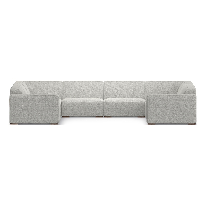 Pemberly Row U-Shaped Modular Sectional Sofa in Pale Grey Fabric