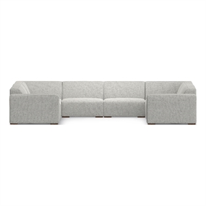 Pemberly Row U-Shaped Modular Sectional Sofa in Pale Grey Fabric