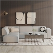 Pemberly Row Left Corner Sectional Sofa with Ottoman in Grey Fabric