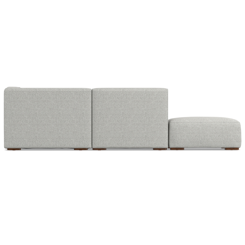Pemberly Row Left Corner Sectional Sofa with Ottoman in Grey Fabric