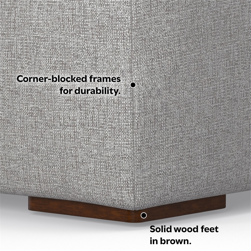 Pemberly Row Left Corner Sectional Sofa with Ottoman in Grey Fabric