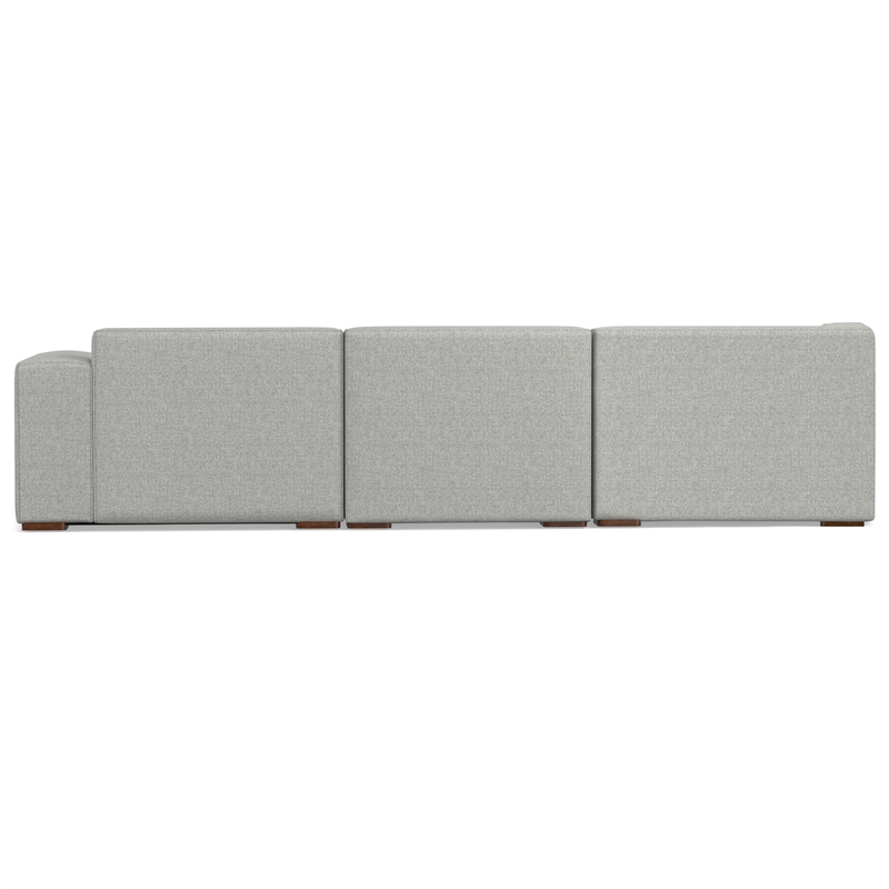 Pemberly Row Left Corner Sectional Sofa with Ottoman in Grey Fabric