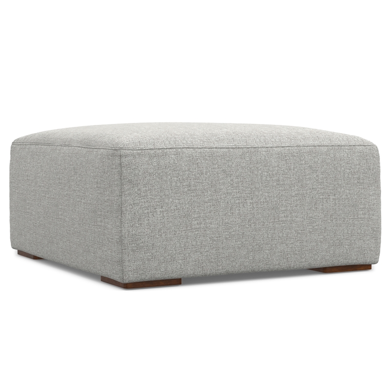 Pemberly Row Left Corner Sectional Sofa with Ottoman in Grey Fabric