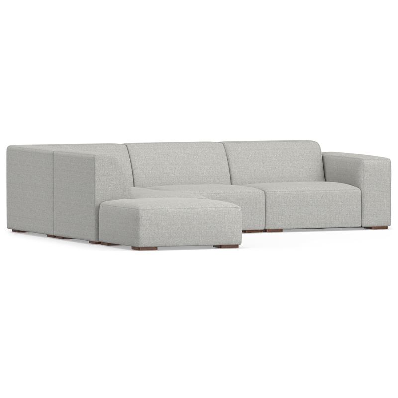 Pemberly Row Left Corner Sectional Sofa with Ottoman in Grey Fabric