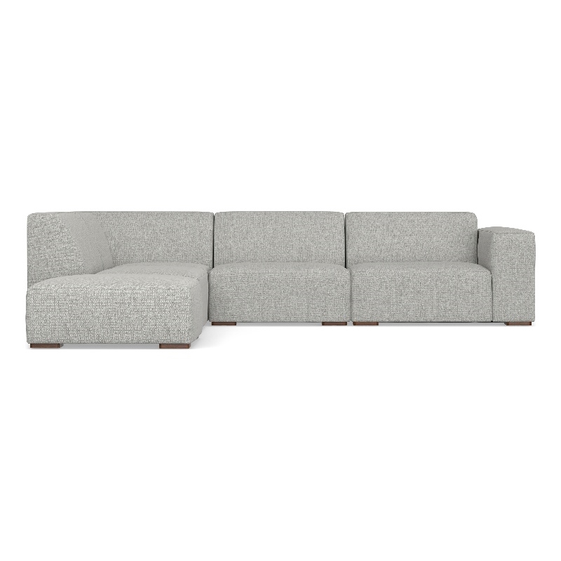 Pemberly Row Left Corner Sectional Sofa with Ottoman in Grey Fabric