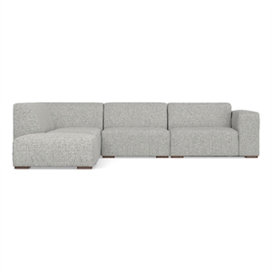 Pemberly Row Left Corner Sectional Sofa with Ottoman in Grey Fabric
