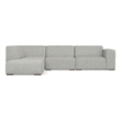 Pemberly Row Left Corner Sectional Sofa with Ottoman in Grey Fabric