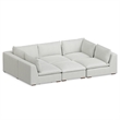 Pemberly Row Pit Sectional Sofa with Ottoman in Cloud Grey Performance Fabric
