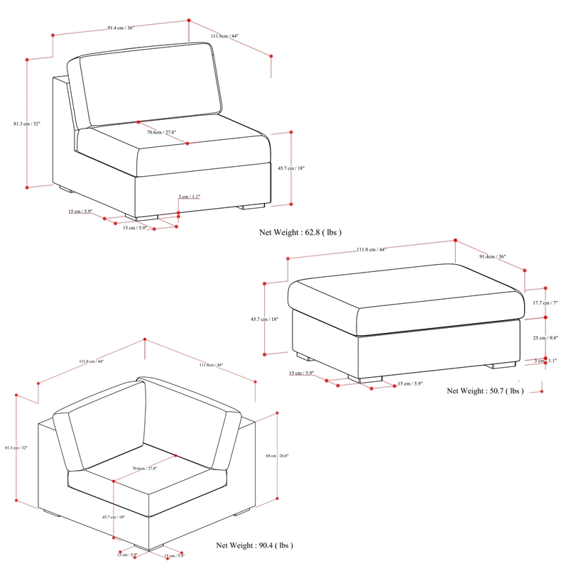 Pemberly Row Pit Sectional Sofa with Ottoman in Cloud Grey Performance Fabric