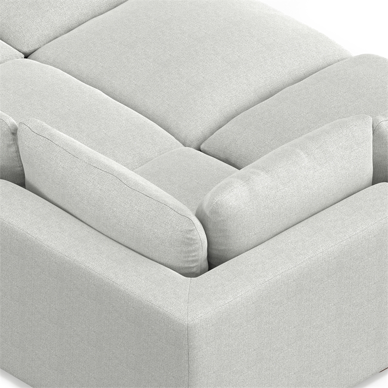 Pemberly Row Pit Sectional Sofa with Ottoman in Cloud Grey Performance Fabric