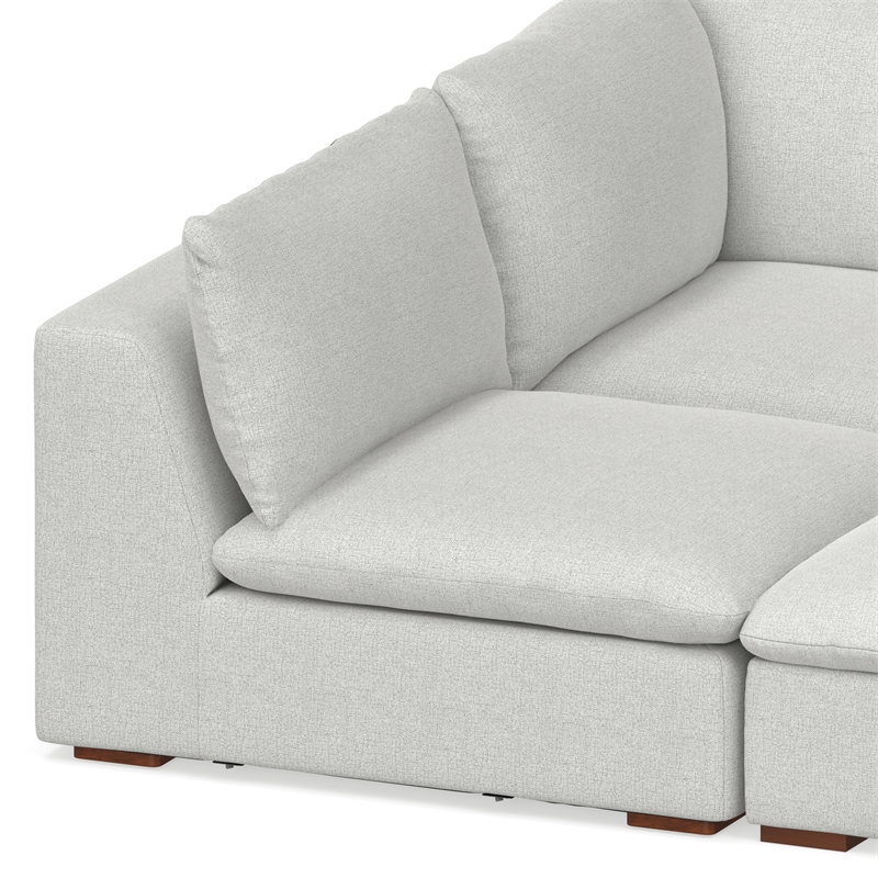 Pemberly Row Pit Sectional Sofa with Ottoman in Cloud Grey Performance Fabric