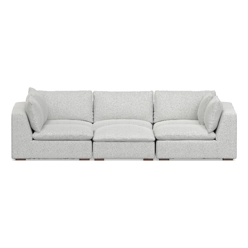 Pemberly Row Pit Sectional Sofa with Ottoman in Cloud Grey Performance Fabric