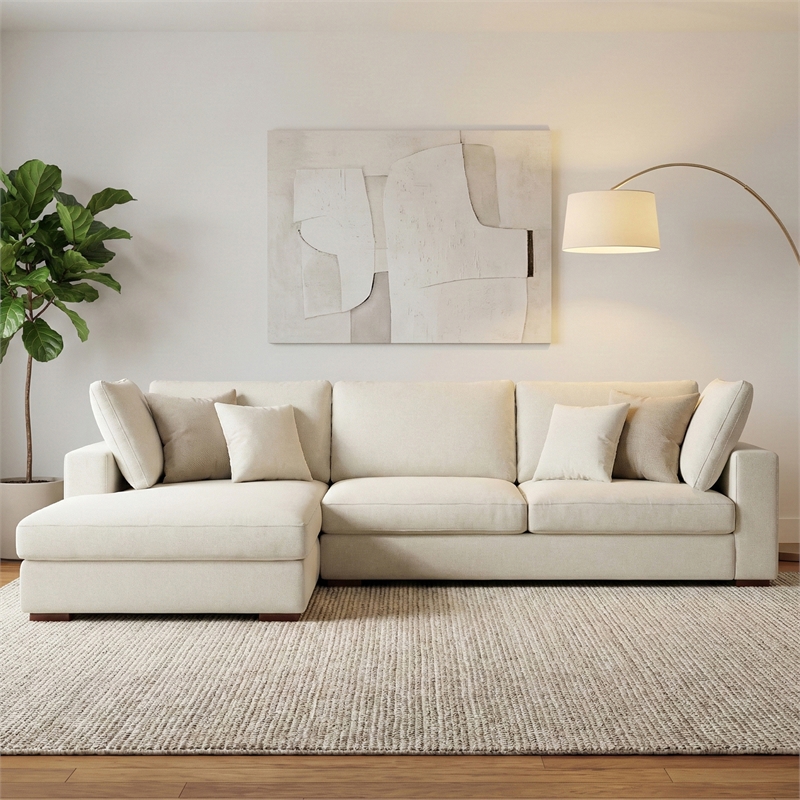 Pemberly Row Left-Facing Sectional Sofa in Cream Performance Fabric