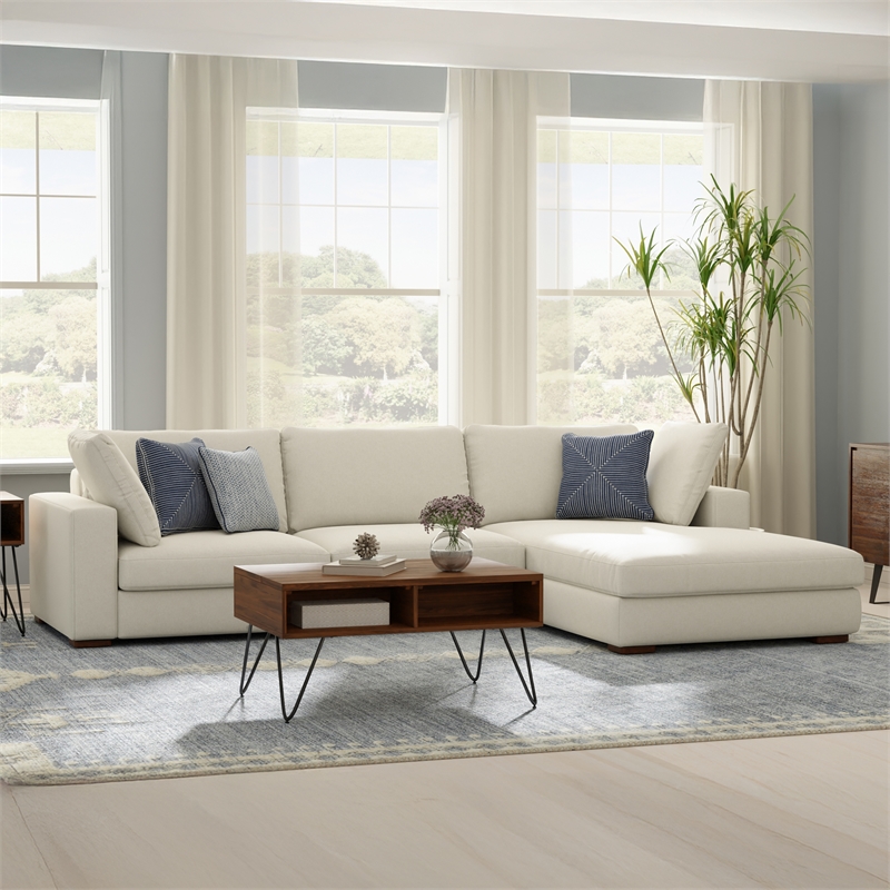 Pemberly Row Right-Facing Sectional Sofa in Cream Performance Fabric