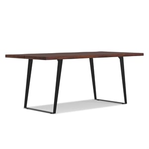 Pemberly Row 72&quot x 36&quot Industrial Dining Table in Dark Walnut Finish
