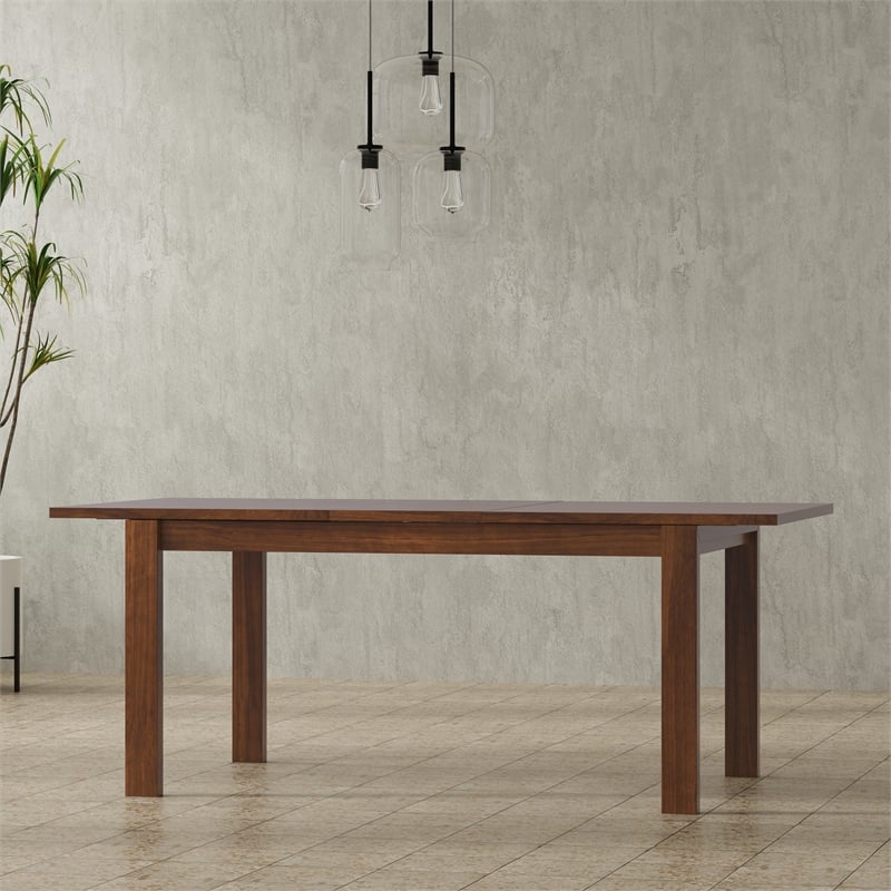 Pemberly Row Transitional Extendable Dining Table in Walnut Veneer