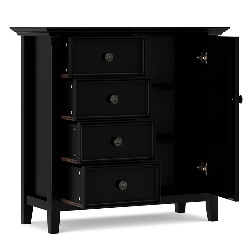 Pemberly Row 4-Drawer Storage Cabinet with Adjustable Shelves in Black