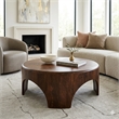 Pemberly Row Mango Wood Round Arch Coffee Table in Walnut Brown