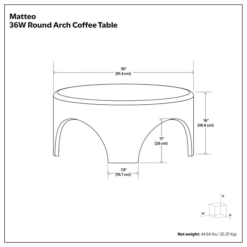 Pemberly Row Mango Wood Round Arch Coffee Table in Walnut Brown