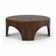 Pemberly Row Mango Wood Round Arch Coffee Table in Walnut Brown