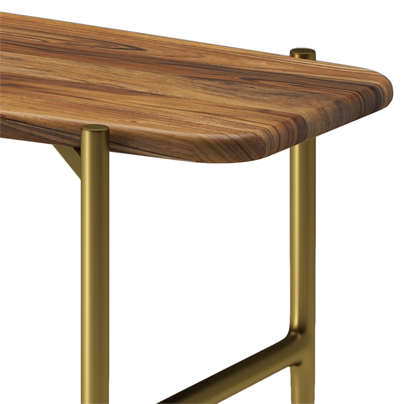 Pemberly Row 46 in Wide Acacia Hardwood Bench with Antique Brass Finish