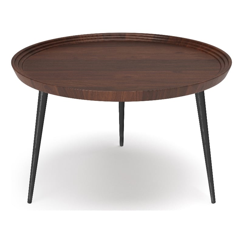 Pemberly Row 30 in Metal Coffee Table in Cognac Finish with Tray Top