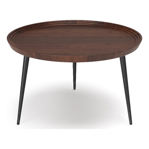 Pemberly Row 30 in Metal Coffee Table in Cognac Finish with Tray Top