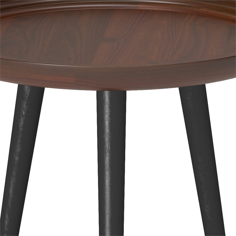 Pemberly Row 18 in Metal Round Side Table in Cognac Finish with Tray Top
