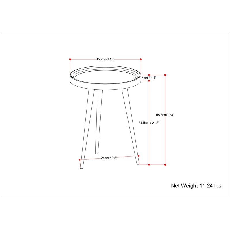 Pemberly Row 18 in Metal Round Side Table in Cognac Finish with Tray Top