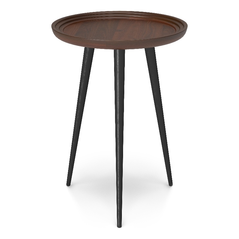 Pemberly Row 18 in Metal Round Side Table in Cognac Finish with Tray Top