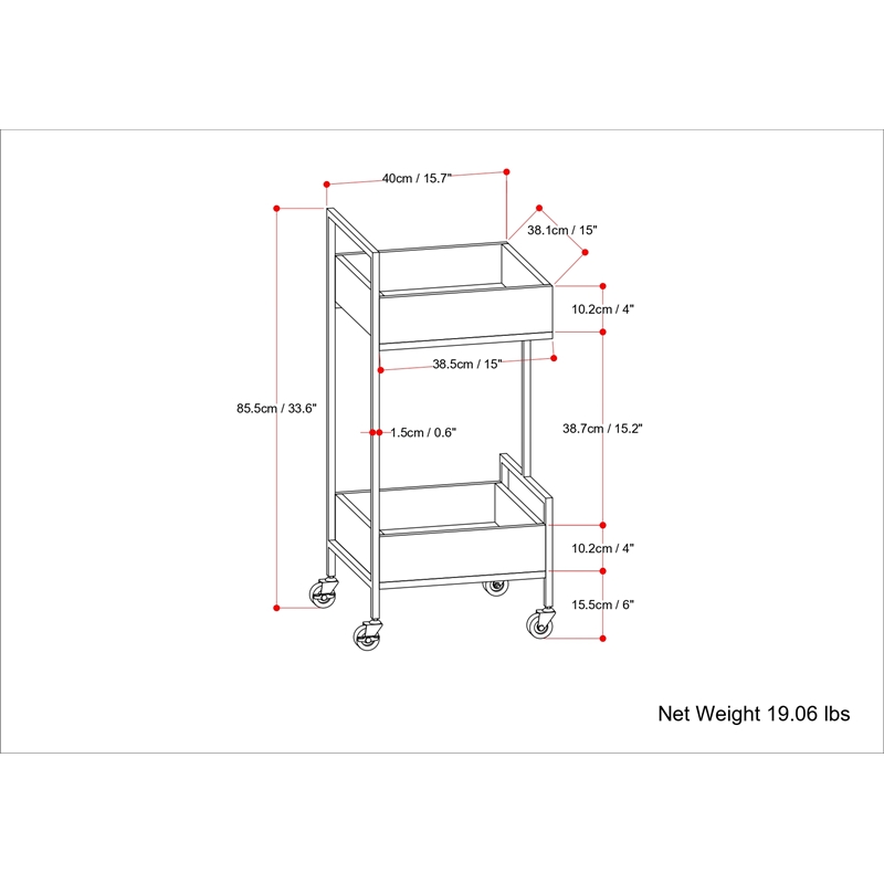 Pemberly Row Solid Mango Wood and Metal Bar Cart with Natural Finish