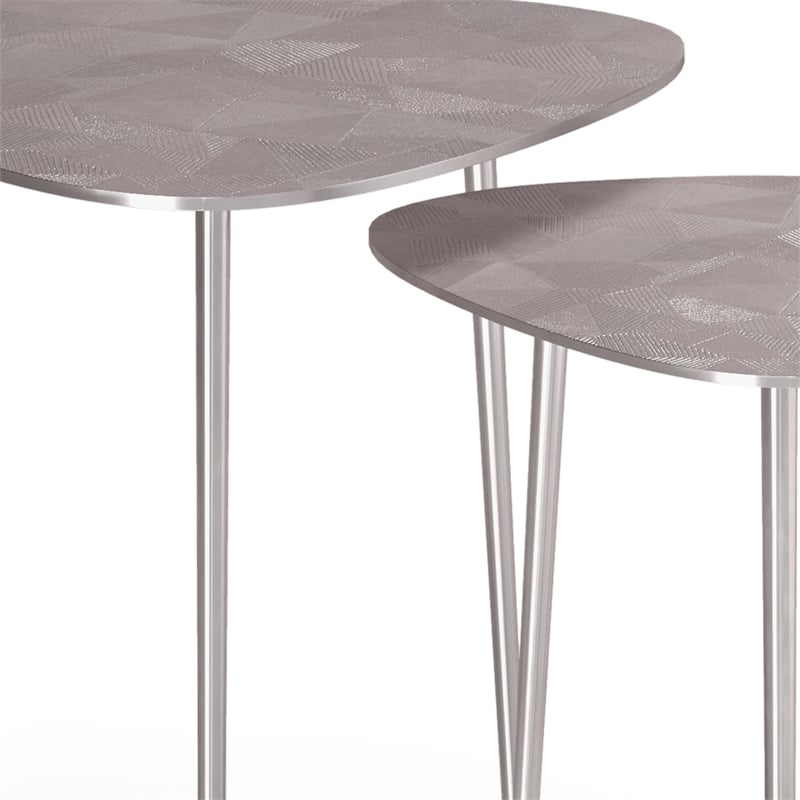 Pemberly Row 2 Piece Metal Nesting Table in Nickel Finish