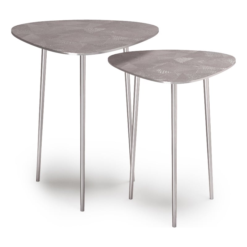 Pemberly Row 2 Piece Metal Nesting Table in Nickel Finish