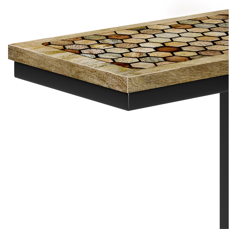 Pemberly Row 11 in Wide Metal C Side Table in Natural Finish