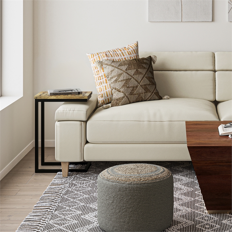 Pemberly Row 11 in Wide Metal C Side Table in Natural Finish