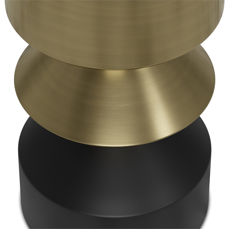 Pemberly Row 14 Inch Metal Side Table in Black and Brass with Sculptural Shape