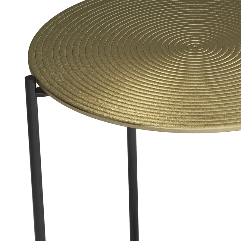 Pemberly Row 17 Inch Metal Side Table in Gold and Brass with Spiral Detail