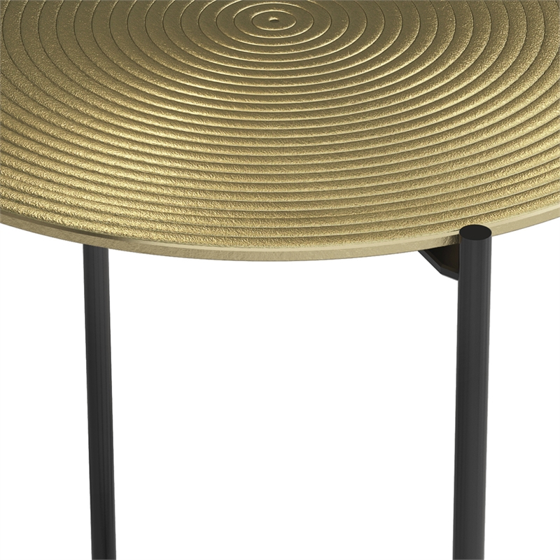 Pemberly Row 17 Inch Metal Side Table in Gold and Brass with Spiral Detail