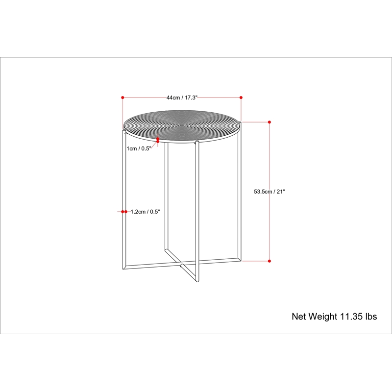 Pemberly Row 17 Inch Metal Side Table in Gold and Brass with Spiral Detail