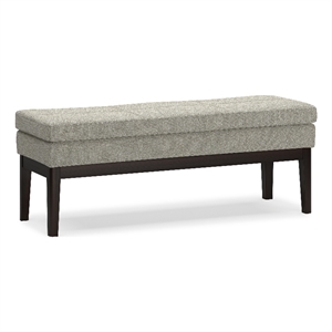 Pemberly Row Mid Century Ottoman Bench in Greige Linen-Look Fabric