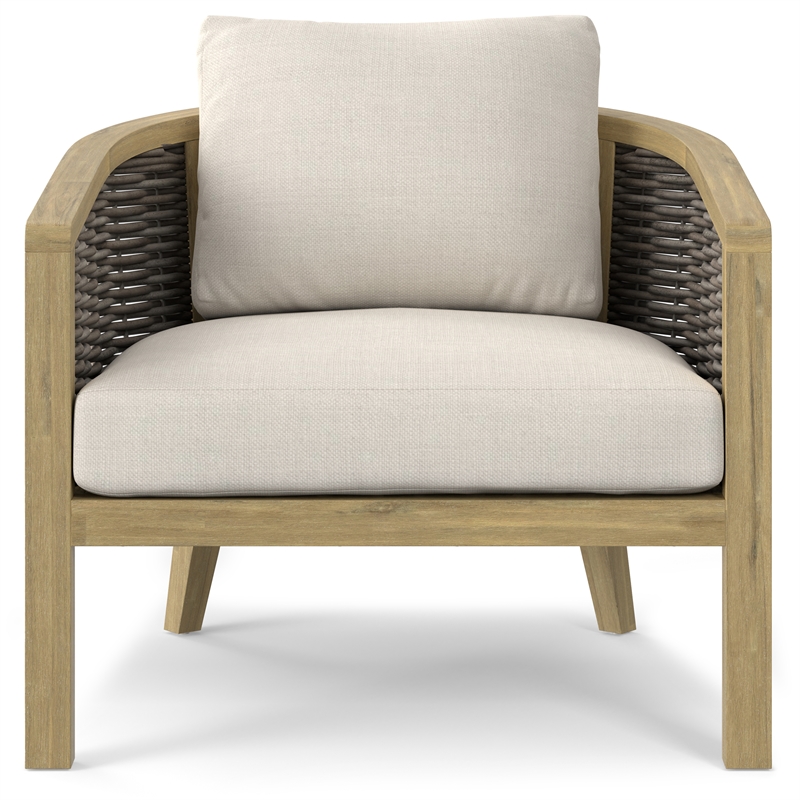 Pemberly Row 4Pc Outdoor Patio Set in Natural Fabric with Teak Finish