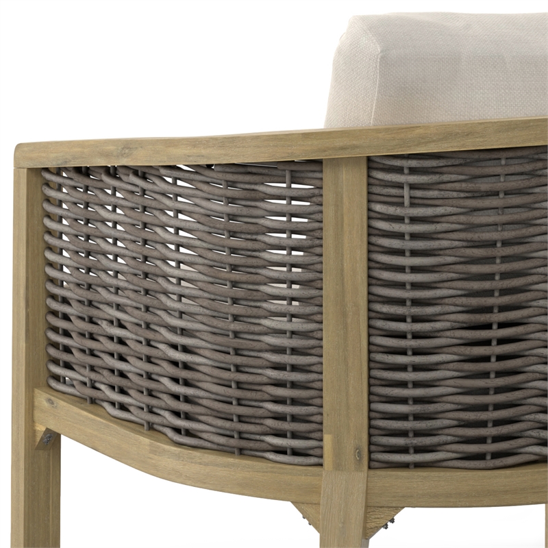 Pemberly Row 4Pc Outdoor Patio Set in Natural Fabric with Teak Finish