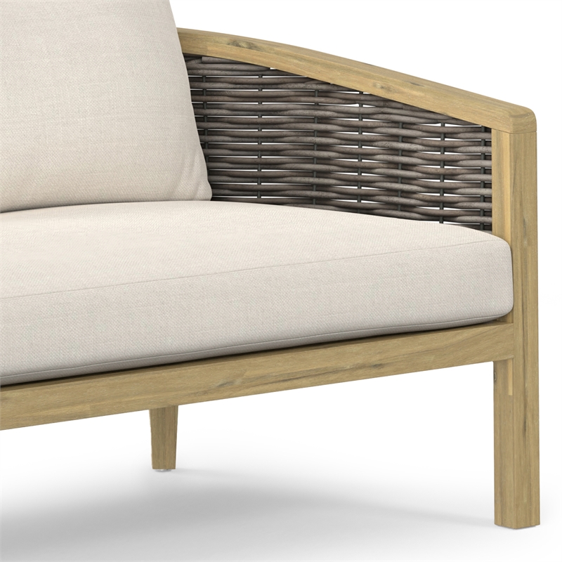 Pemberly Row 4Pc Outdoor Patio Set in Natural Fabric with Teak Finish