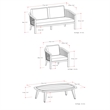 Pemberly Row 4Pc Outdoor Patio Set in Natural Fabric with Teak Finish