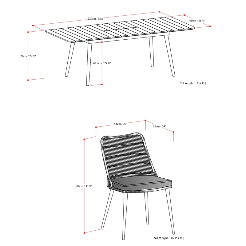 Pemberly Row 7-Piece Outdoor Extendable Dining Set in Grey with Acacia Wood