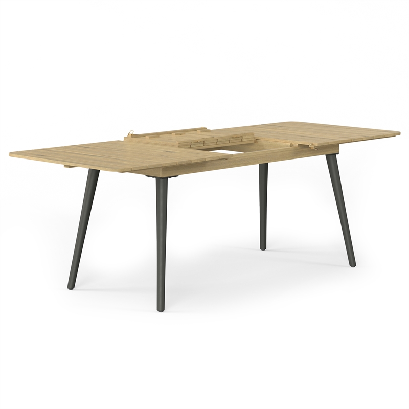 Pemberly Row 9-Piece Outdoor Extendable Dining Set in Grey with Acacia Wood