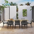 Pemberly Row 9-Piece Outdoor Extendable Dining Set in Grey with Acacia Wood